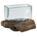 Decowood Glass G Rectangle 15x10x15 cm rechthoekige glazen vaas op boomstronk M decoratie